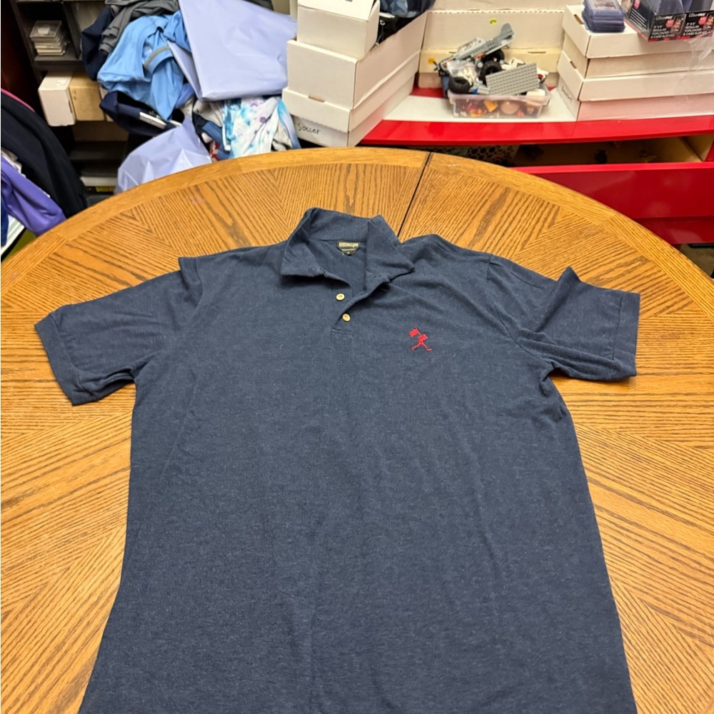 Baseballism Classic Navy Polo Shirt with Red Logo